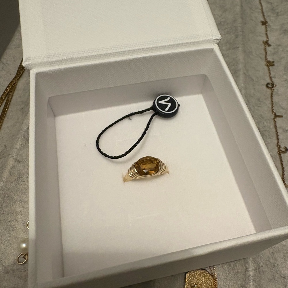 Mejuri Gold Heirloom Ring with Yellow Gemstone